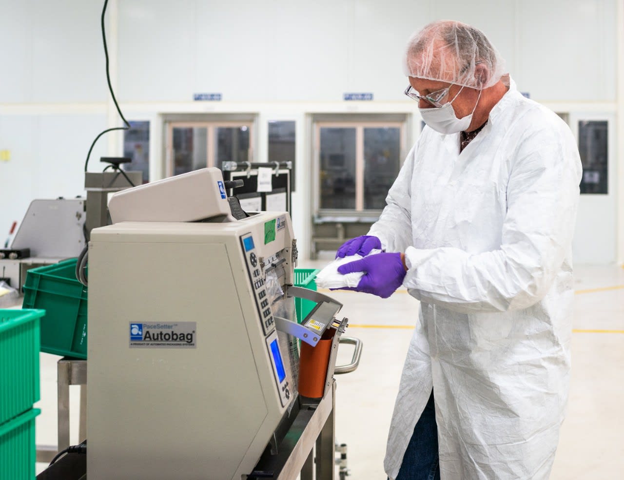 Workers begin final preparation for manufacturing Level 1 face masks Wednesday, April 1, 2019 at the General Motors facility in Warren, Michigan. (Photo by John F. Martin for General Motors)